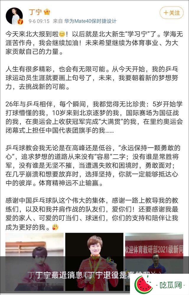 丁宁最近消息(丁宁退役是真的吗)